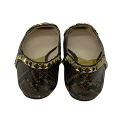 Michael Kors Women's Flat Ella Brown Snake Pyramid Stud Pointed Toe Size 8.5M Michael Kors Women's Flat Ella Brown Snake Pyramid Stud Pointed Toe Size 8.5M