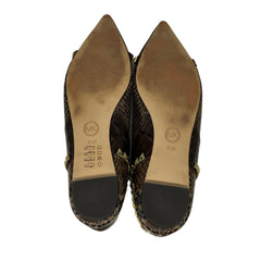 Michael Kors Women's Flat Ella Brown Snake Pyramid Stud Pointed Toe Size 8.5M Michael Kors Women's Flat Ella Brown Snake Pyramid Stud Pointed Toe Size 8.5M