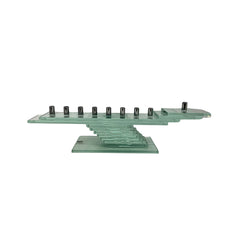 Glass Prima Donna Jewish Menorah Contempary 9 Candles Heavy Hanukah Excellent Candle Holder