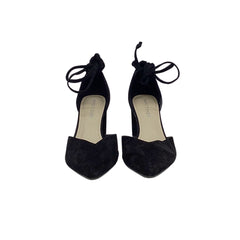 Marc Fisher Cerana Black Suede Pumps W/ Ankle Tie Size 6.5M Heels