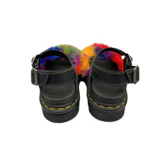 Dr. Martens VOSS II FLUFFY Faux Fur Leather Sandals Multicolor Size W6 Dr. Martens VOSS II FLUFFY Faux Fur Leather Sandals Multicolor Size W6