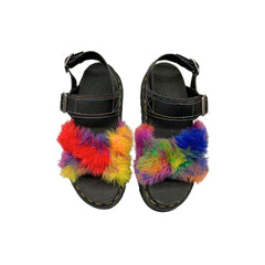 Dr. Martens VOSS II FLUFFY Faux Fur Leather Sandals Multicolor Size W6 Dr. Martens VOSS II FLUFFY Faux Fur Leather Sandals Multicolor Size W6