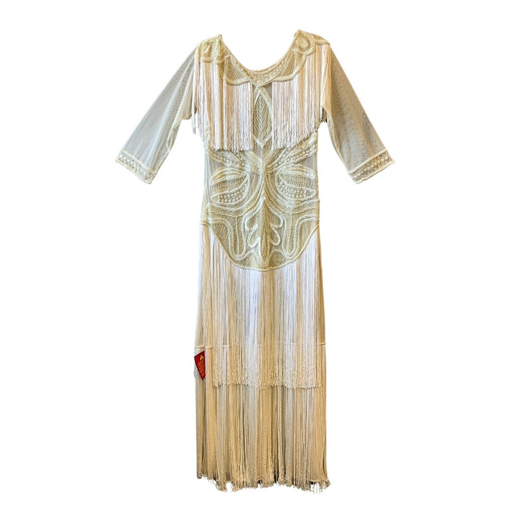 cream flapper dress 1920s Style Art Deco Flapper Gatsby Cream Dress All Sizes