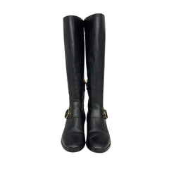 Tory Burch SOFIA Black Leather Riding Boots Flat Buckled Equestrian US 9.5 $498 Boots