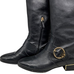 Tory Burch SOFIA Black Leather Riding Boots Flat Buckled Equestrian US 9.5 $498 Tory Burch SOFIA Black Leather Riding Boots Flat Buckled Equestrian US 9.5 $498