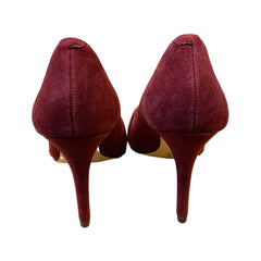 Michael Kors Caroline Charm Heel Pump Burgundy Leather Suede Shoes Size 8M Michael Kors Caroline Charm Heel Pump Burgundy Leather Suede Shoes Size 8M