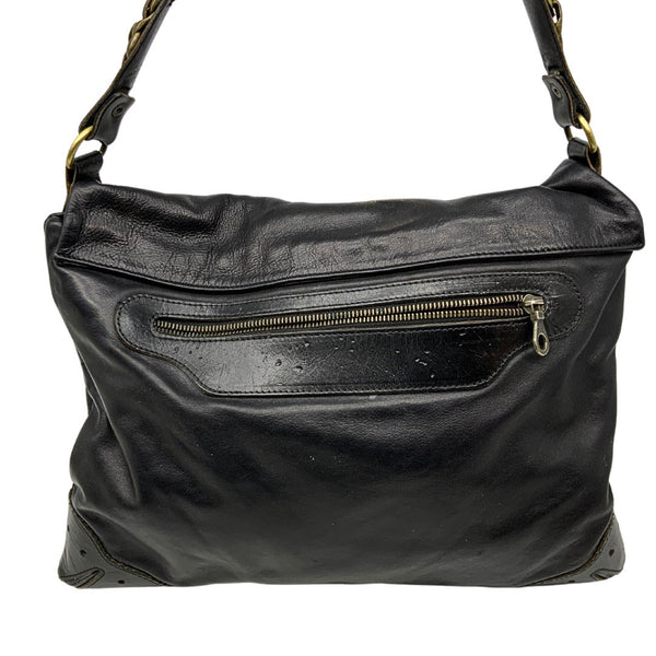 Jas MB London Black Leather Shoulder Saddle Bag