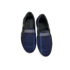Burberry Gauden Indigo Blue Check-Print Canvas Slip-On Sneakers Size 5