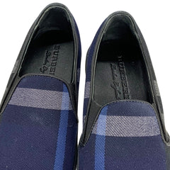Burberry Gauden Indigo Blue Check-Print Canvas Slip-On Sneakers Size 5