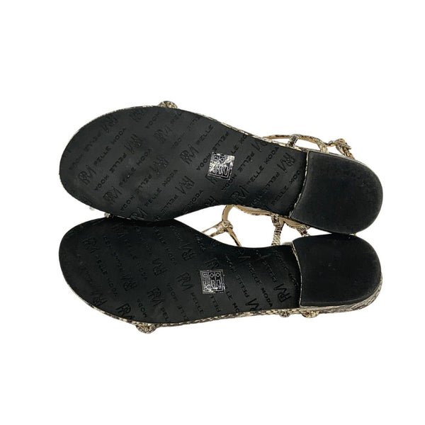 Pelle Moda Barber T-Strap Python Print Sandals Size 6M