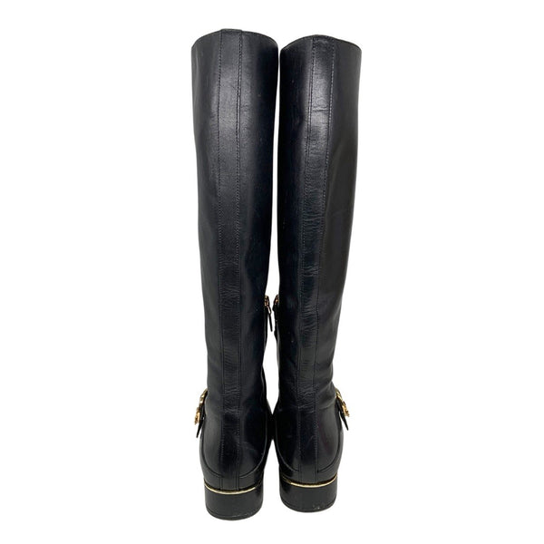 Tory Burch SOFIA Black Leather Riding Boots Flat Buckled Equestrian US 9.5 $498