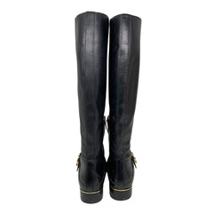 Tory Burch SOFIA Black Leather Riding Boots Flat Buckled Equestrian US 9.5 $498