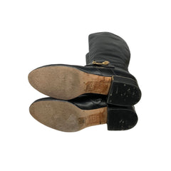 Tory Burch SOFIA Black Leather Riding Boots Flat Buckled Equestrian US 9.5 $498