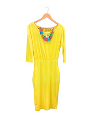 Yellow Midi Dress & Necklace Set