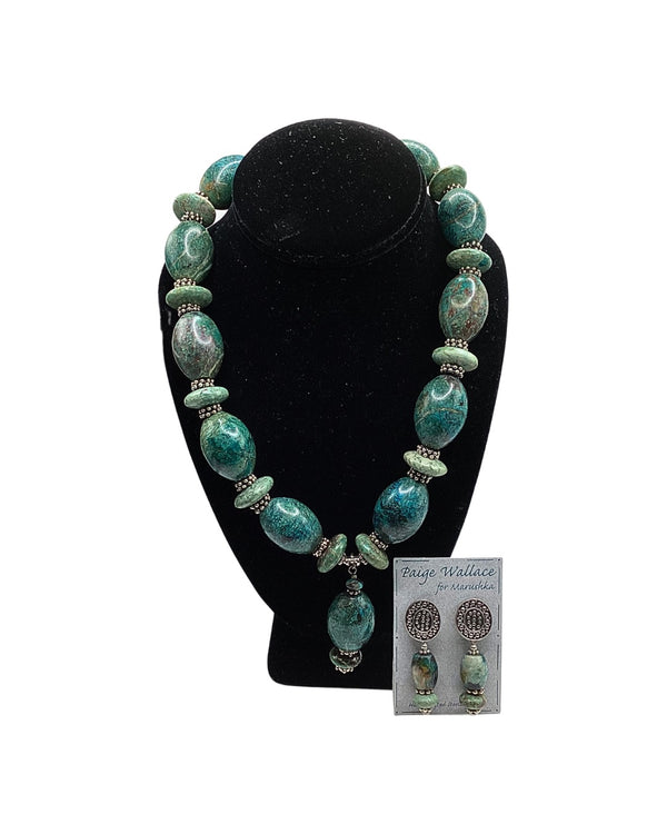 Chunky Teal Necklace & Earring Set