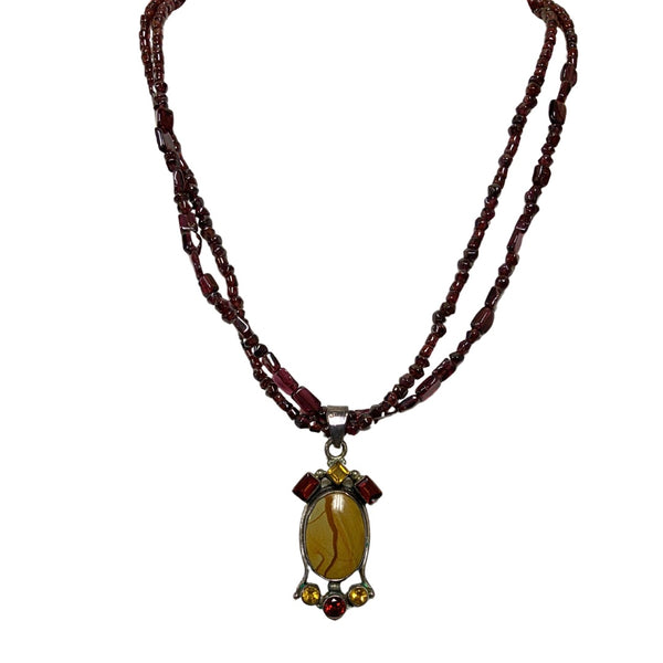 Sandstone Garnet Necklace & Earrings set.