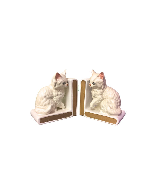 Vintage Lefton White Cat Bookends