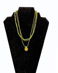 3-Strand Turquoise & Seed Bead Necklace with Pear Center Stone