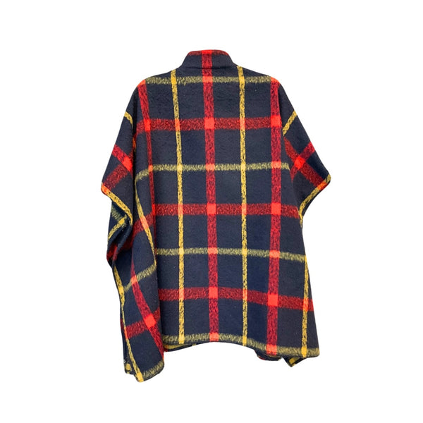 Plaid Zip Up Poncho