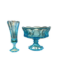 Blue Fostoria Coin Glass 2-Piece Set