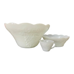 Milk Glass Punch Bowl Set