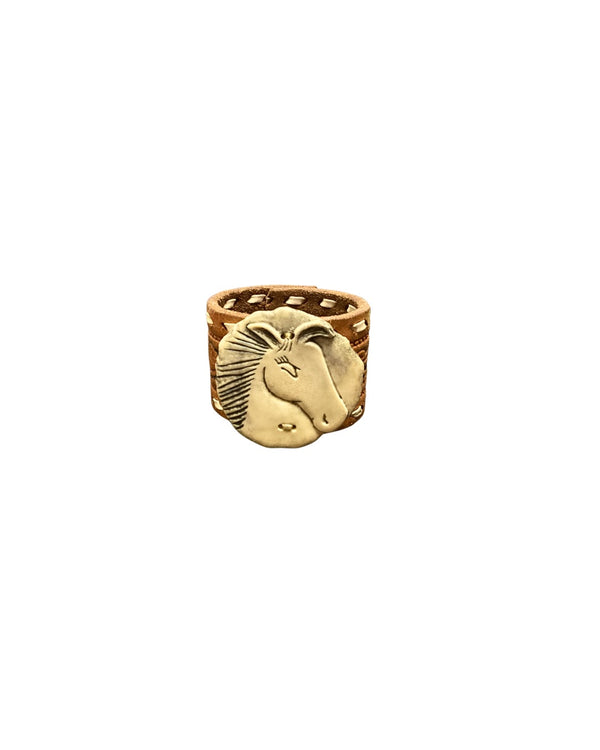 Carved Horse Leather Cuff