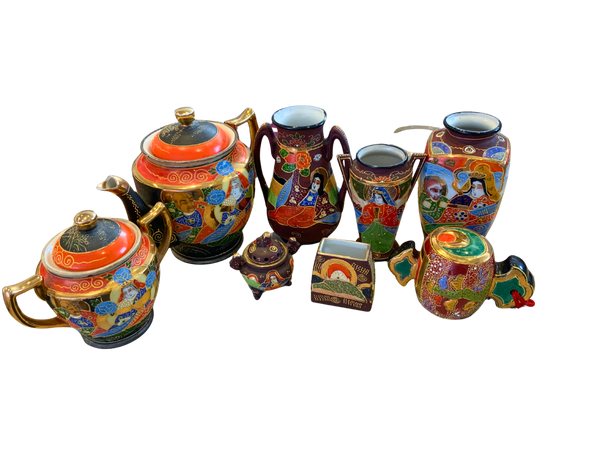 vintage Japanese Satsuma pottery Set