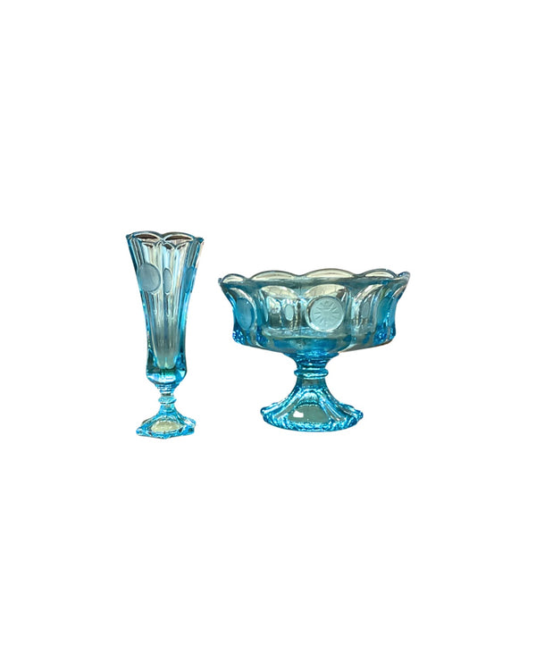 Blue Fostoria Coin Glass 2-Piece Set