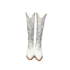 White Rhinestone Boots