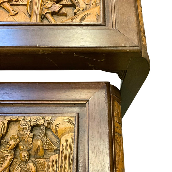 Carved Wood Stacking Tables