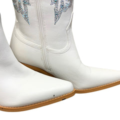 White Rhinestone Boots