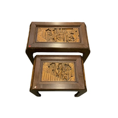 Carved Wood Stacking Tables