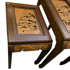 Carved Wood Stacking Tables